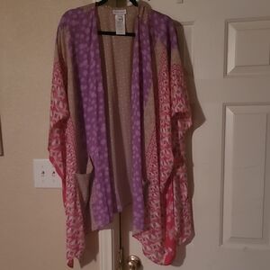 Susan Graver Purple and Pink Patterned Poncho